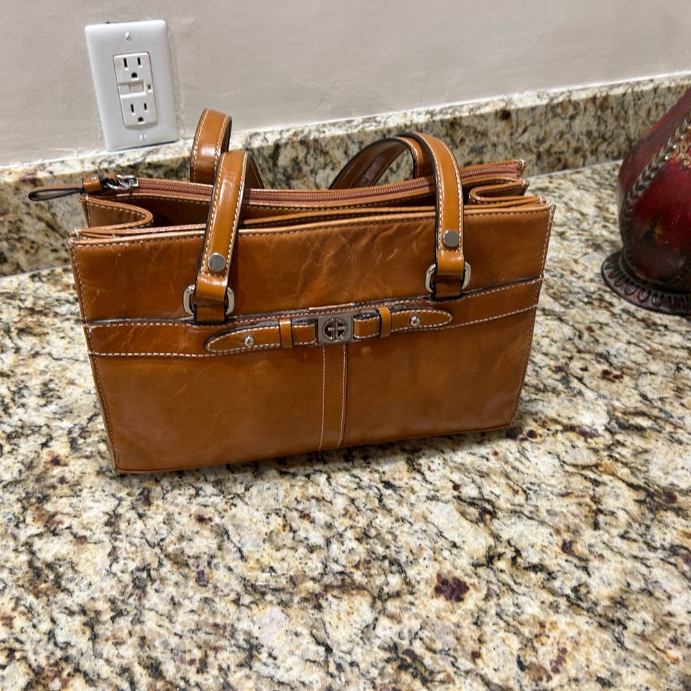 Vintage Unisex bag Elegant Tan Leather Men's Bag by Giani Bernini Preowned